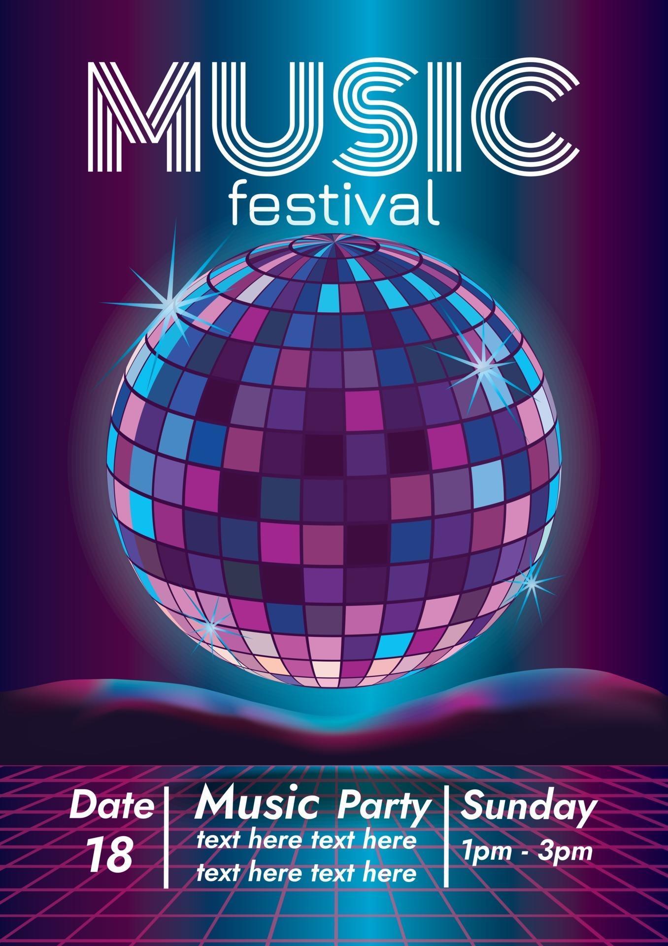 music disco music festival poster for party 2984715 Vector Art at Vecteezy