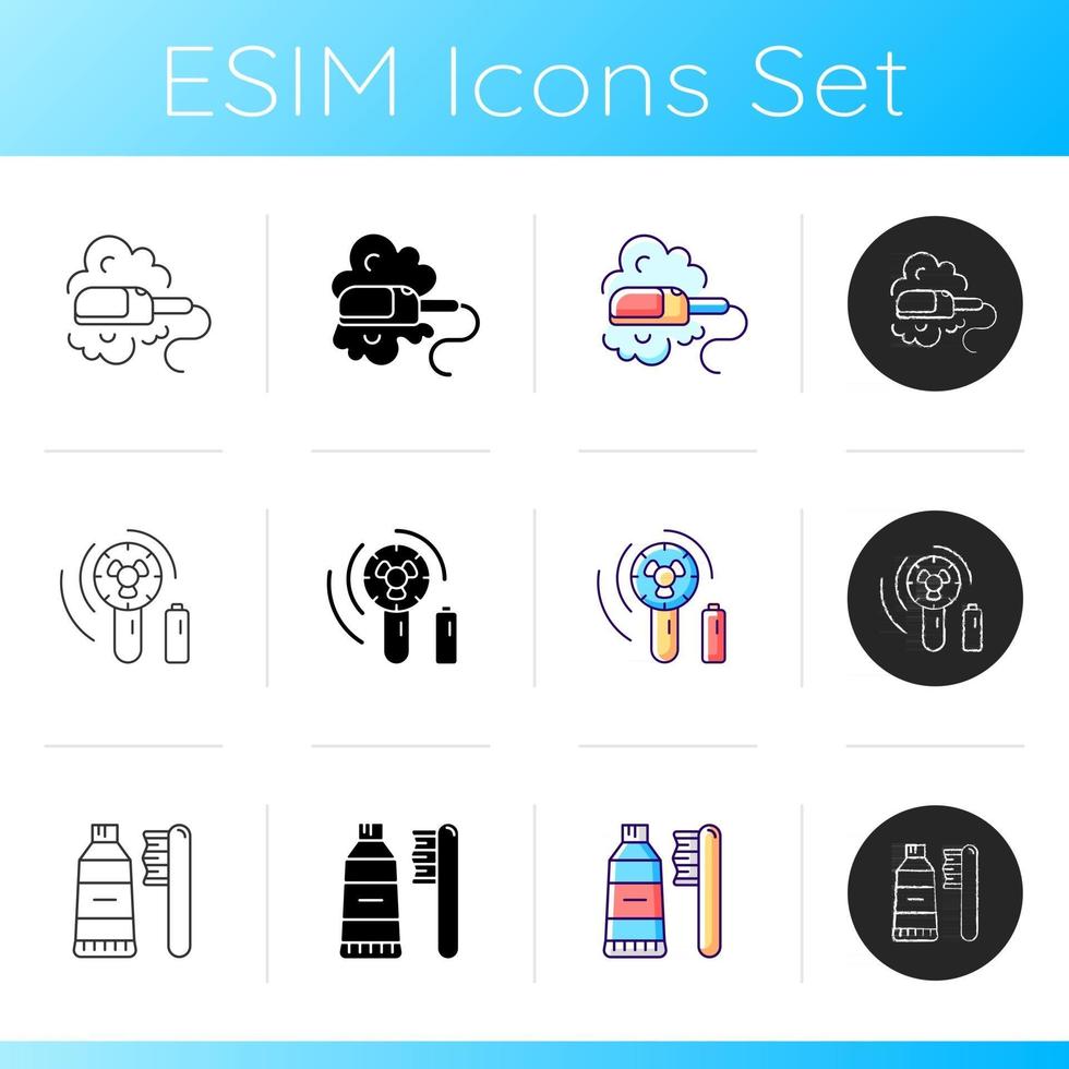 Essential things for travelling icons set vector