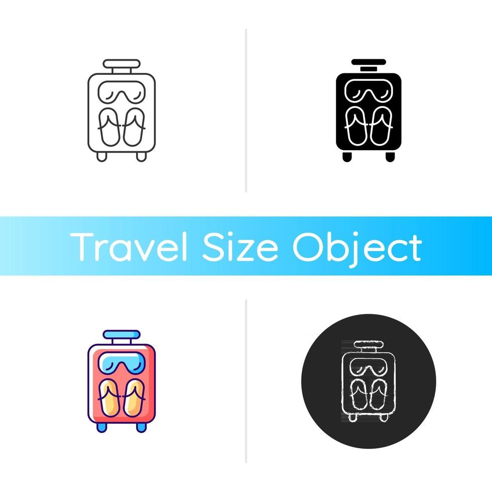 Open suitcase for summer vacation icon vector