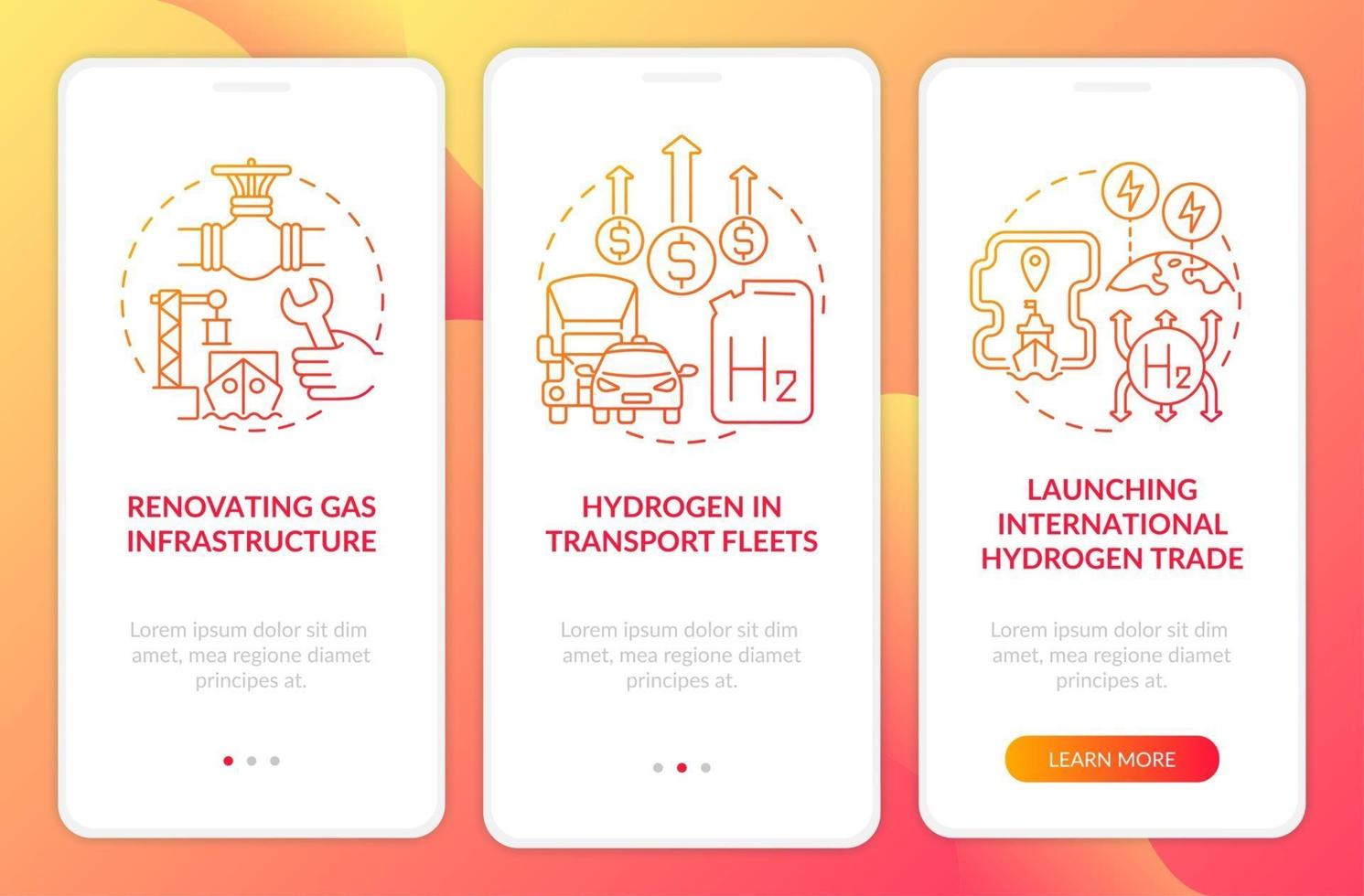 Green energy promotion onboarding mobile app page screen vector