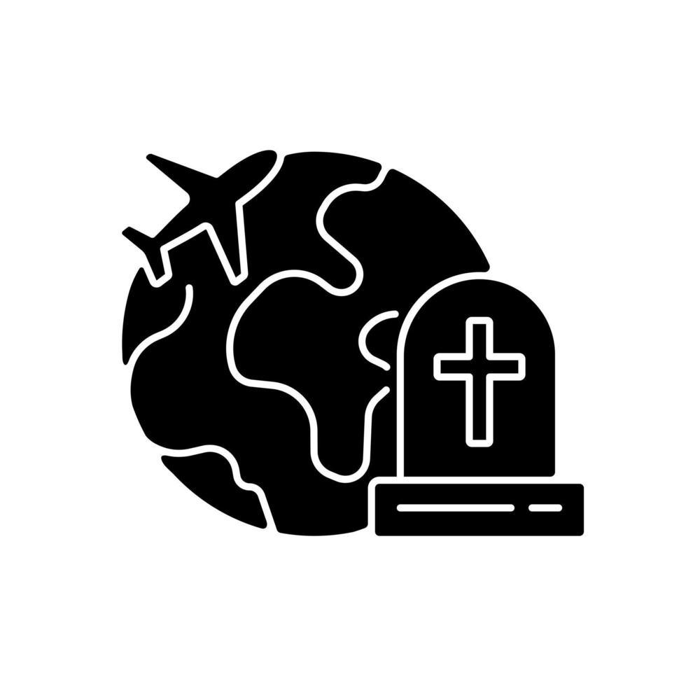 Tombstone tourism black glyph icon vector