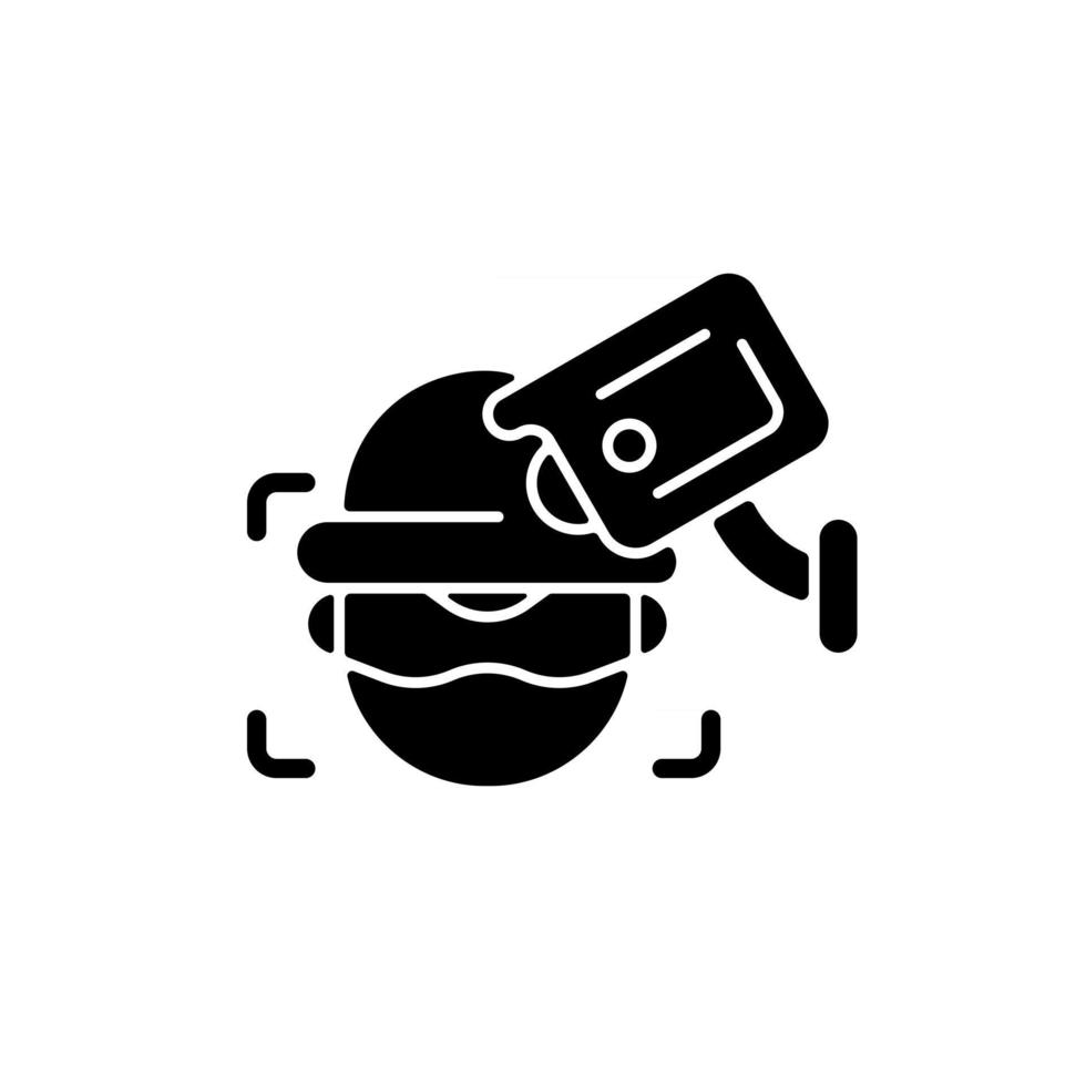 Criminal detection with surveillance camera black glyph icon vector