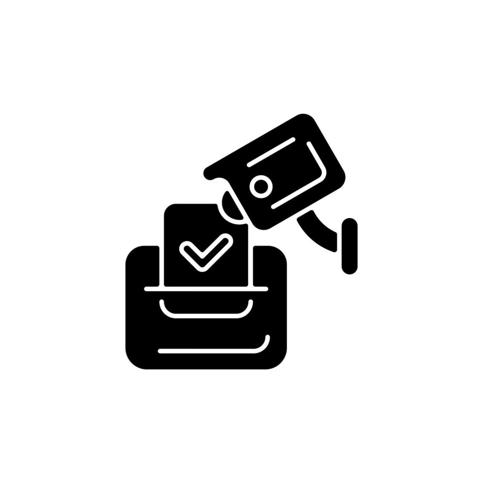Video election observation black glyph icon vector