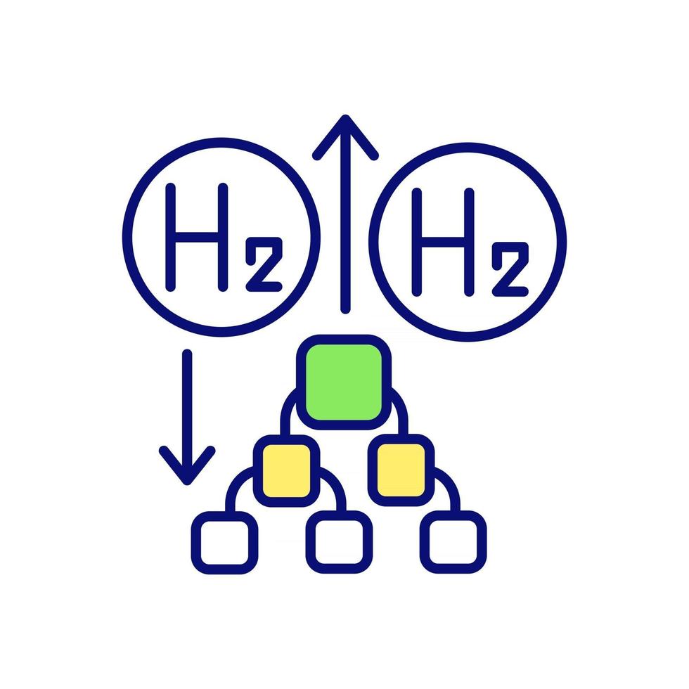 conversión de biomasa microbiana en hidrógeno icono de color rgb vector