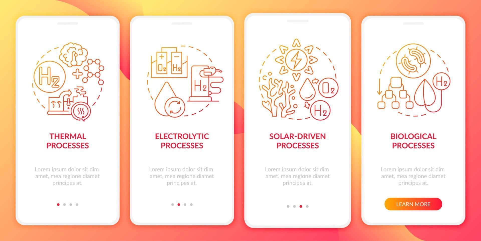 Generating hydrogen gas onboarding mobile app page screen vector