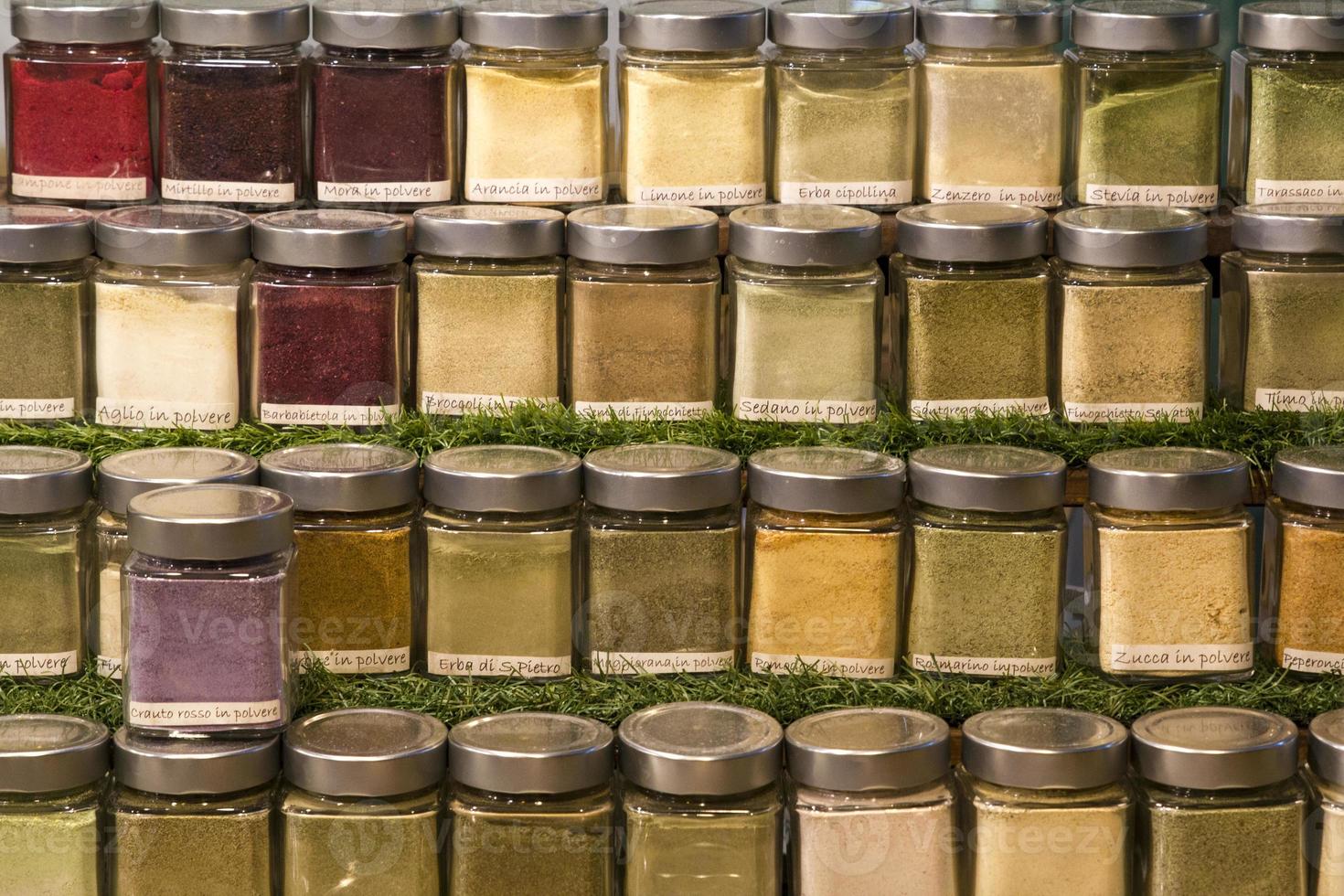 Jars of spices for cooking photo