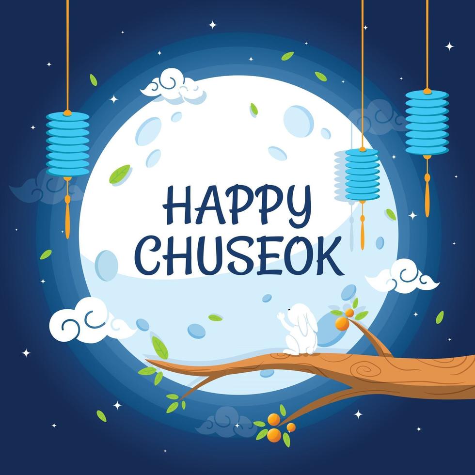 Happy Chuseok Cartoon Celebration vector