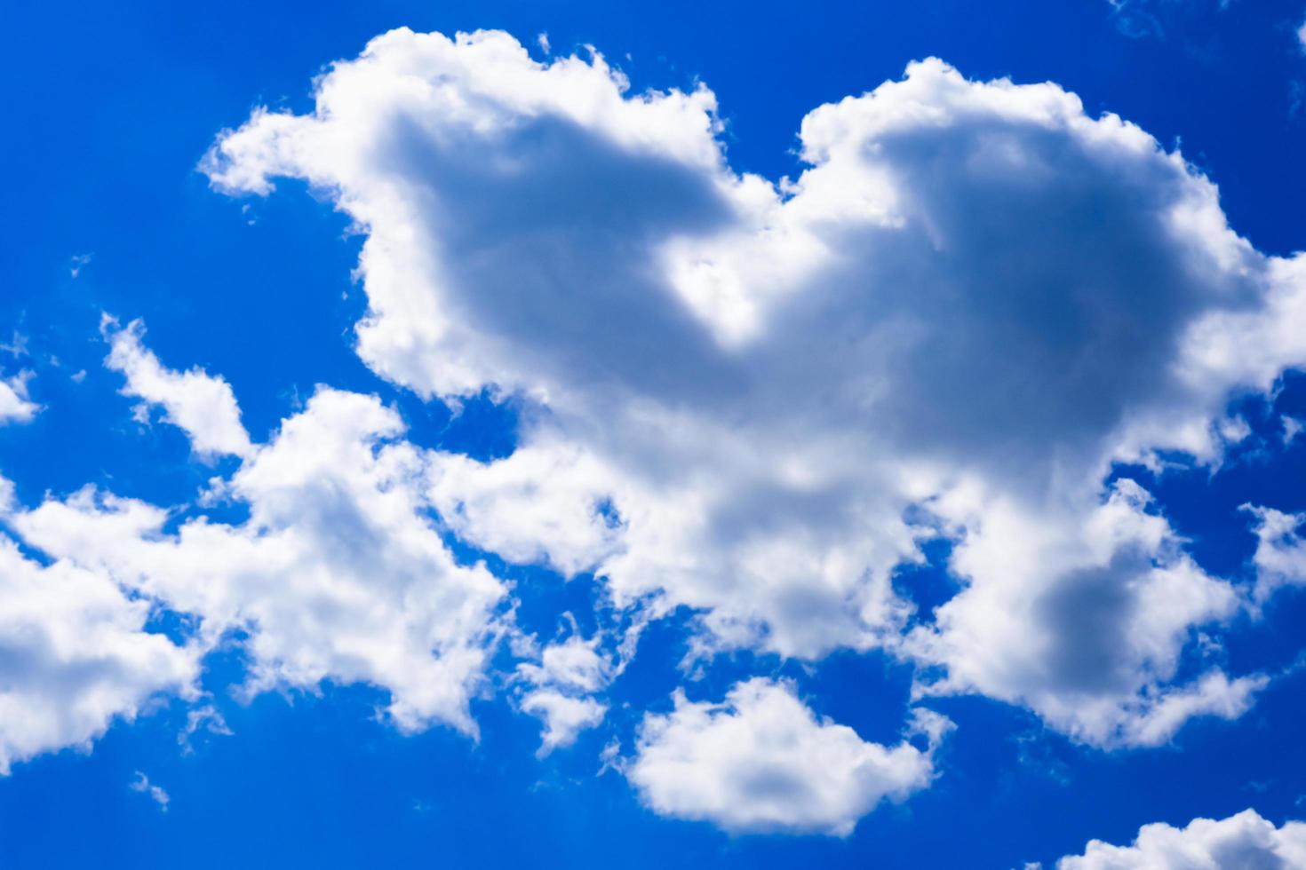 Deep blue sky with white clouds photo