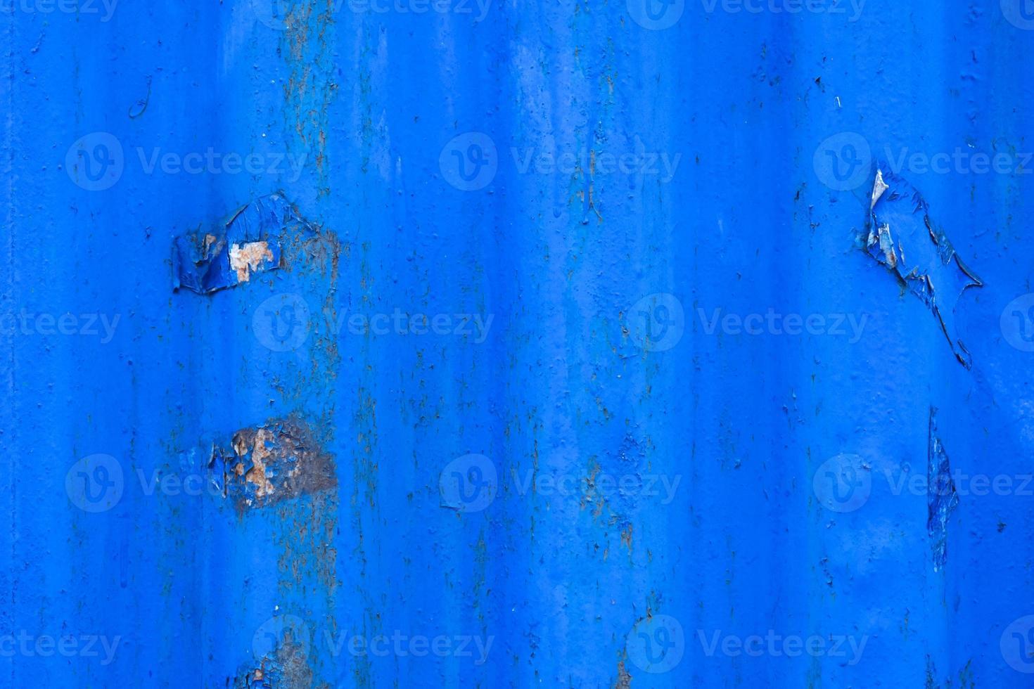 textura de pared de metal pelado azul foto