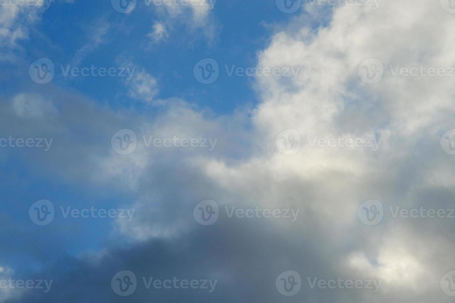 Blue sky with fluffy clouds photo