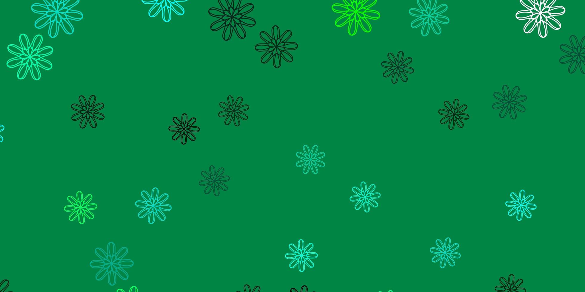 textura de doodle de vector verde claro con flores.