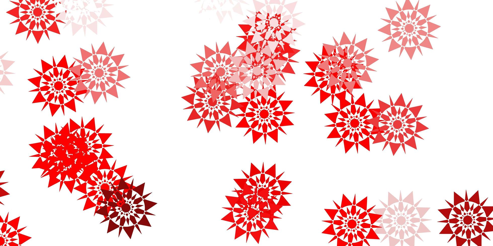 textura de vector rojo claro con copos de nieve brillantes.