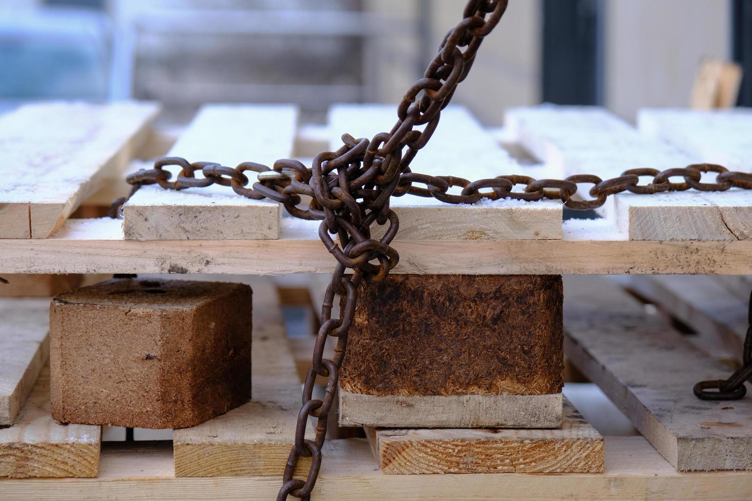 Old rusty and weathered iron chain photo