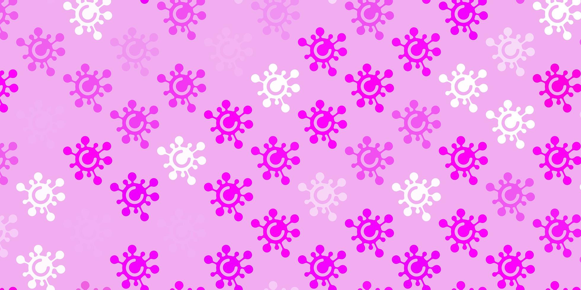 Light Purple, Pink vector background with covid-19 symbols.