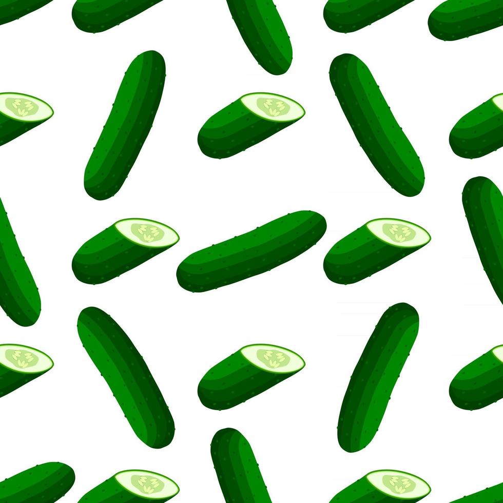 Ilustración sobre el tema del pepino verde patrón brillante vector