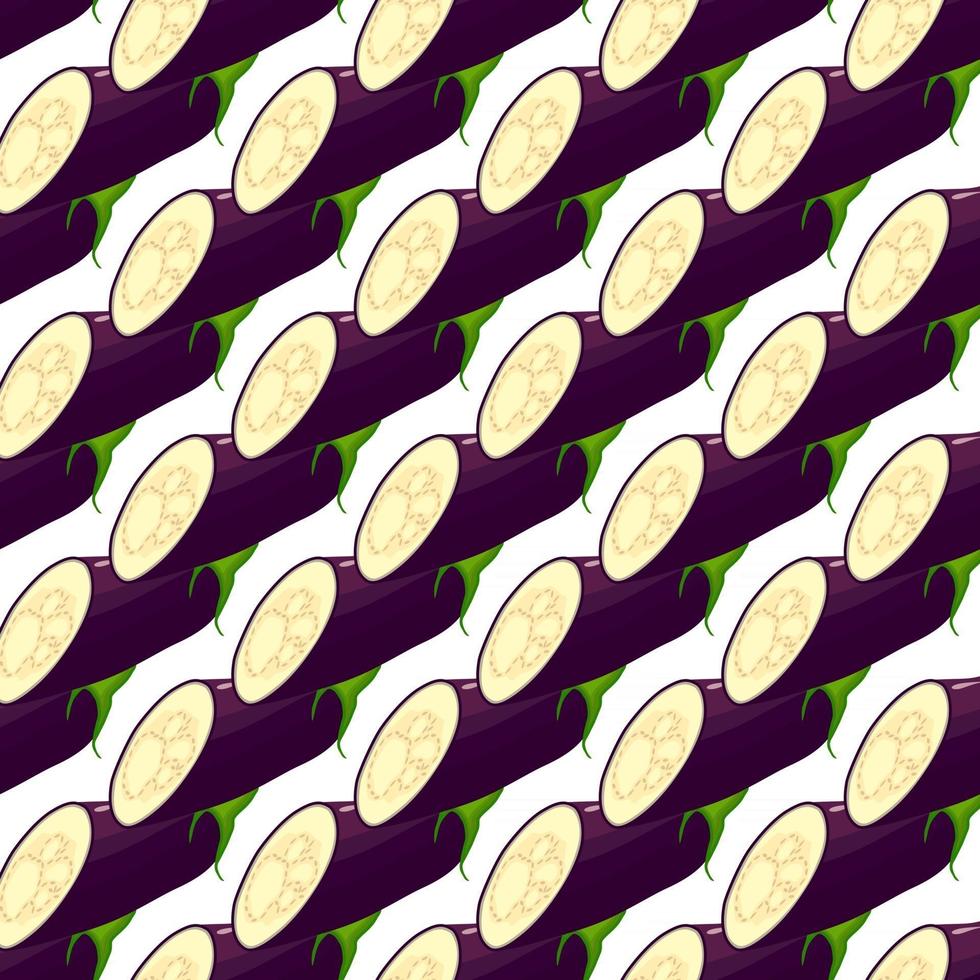 pattern eggplant, vegetable aubergine for seal vector