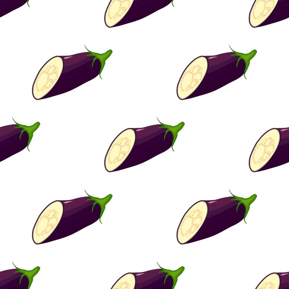 pattern eggplant, vegetable aubergine for seal vector