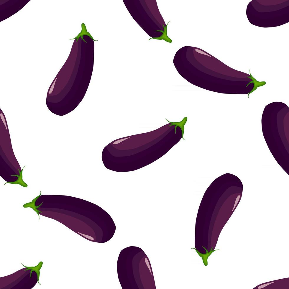 pattern eggplant, vegetable aubergine for seal vector