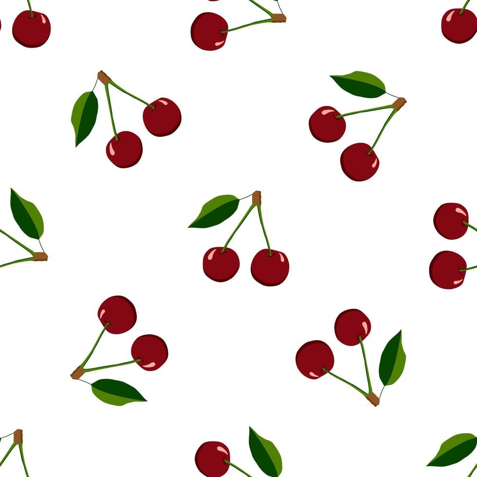 Illustration on theme big colored seamless cherry vector