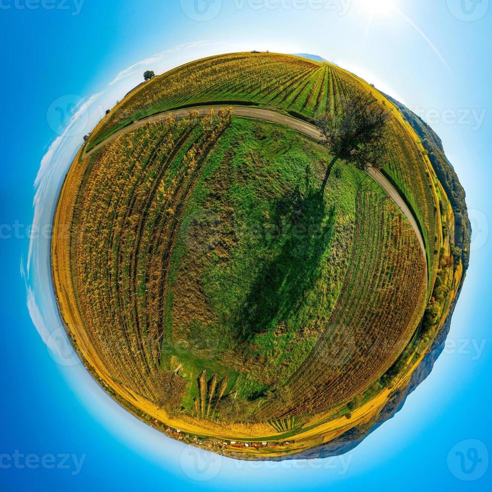 Autumn planet. Sunlit valleys, mountains and a variety of autumn colors. Alsace, France. photo