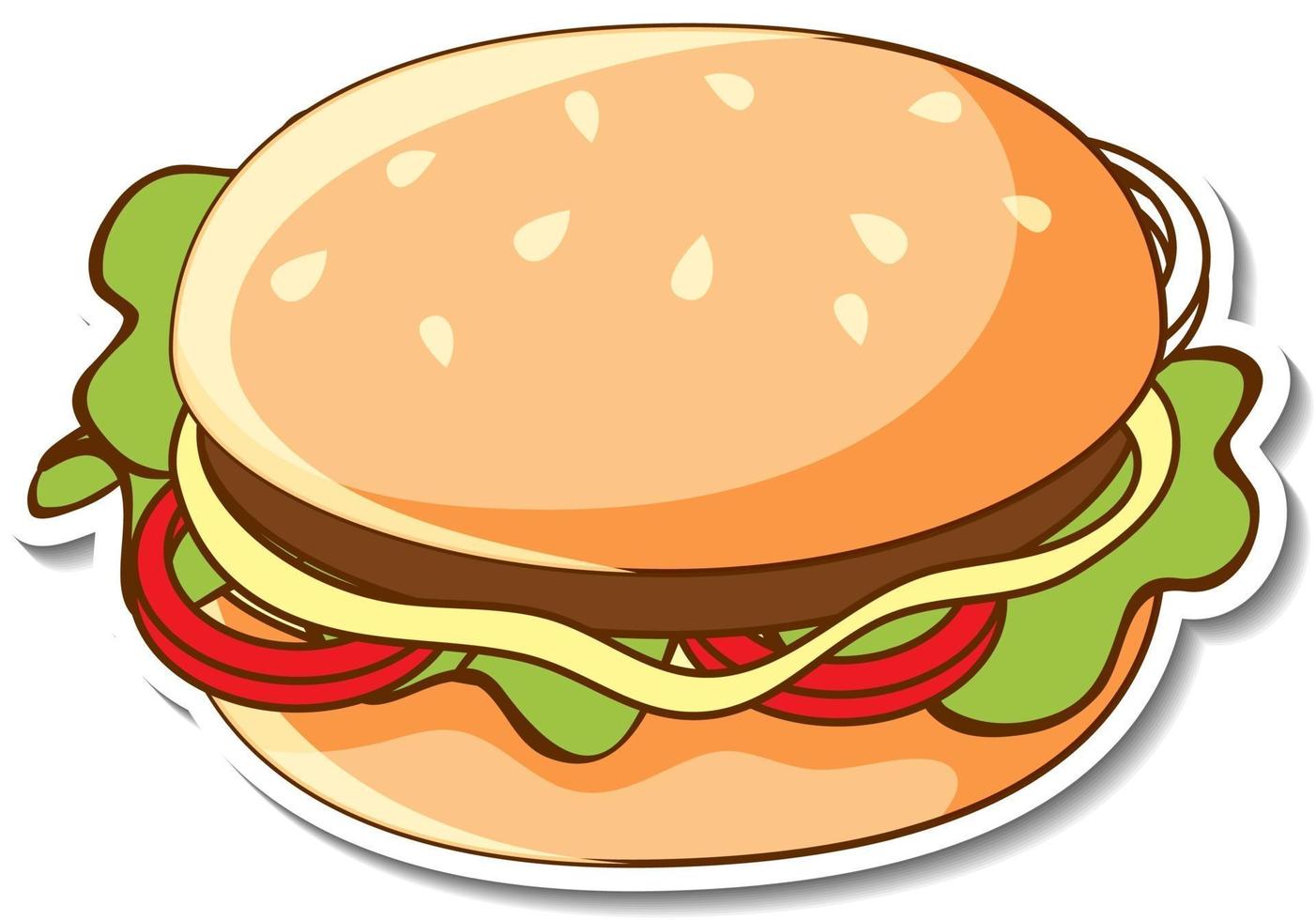 Sticker design with a hamburger isolated vector