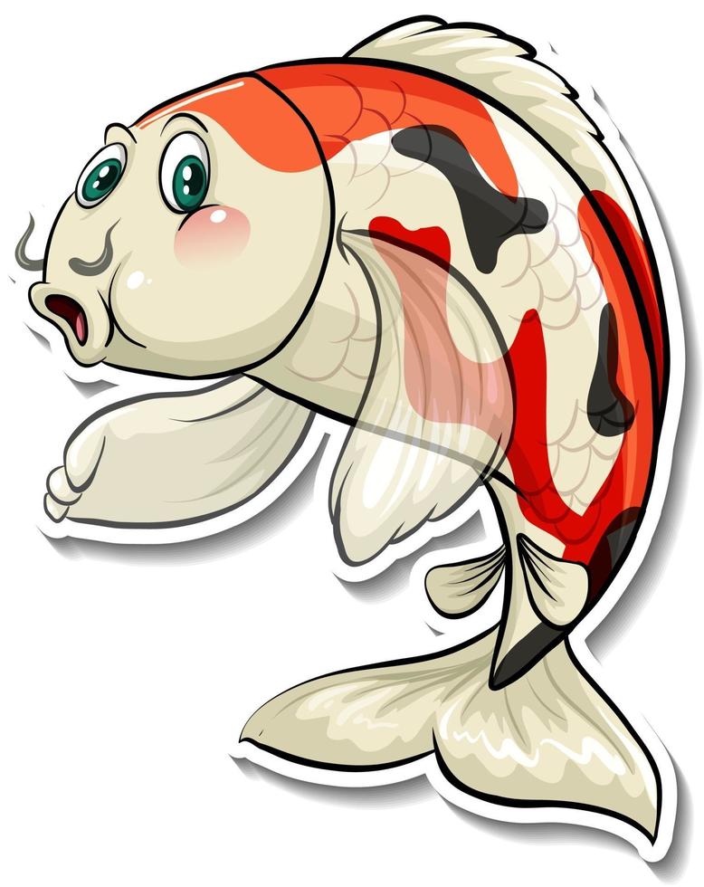 Koi carp fish cartoon sticker vector