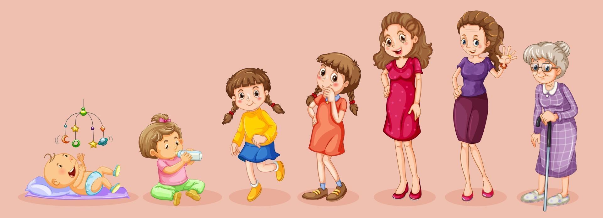 Steps of female growing up vector