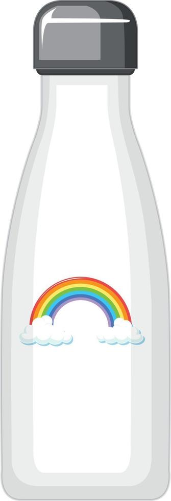 A white thermo bottle with rainbow pattern vector