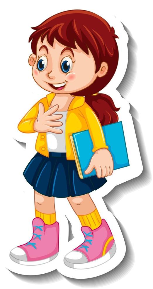 Girl in standing posing cartoon character isolated vector