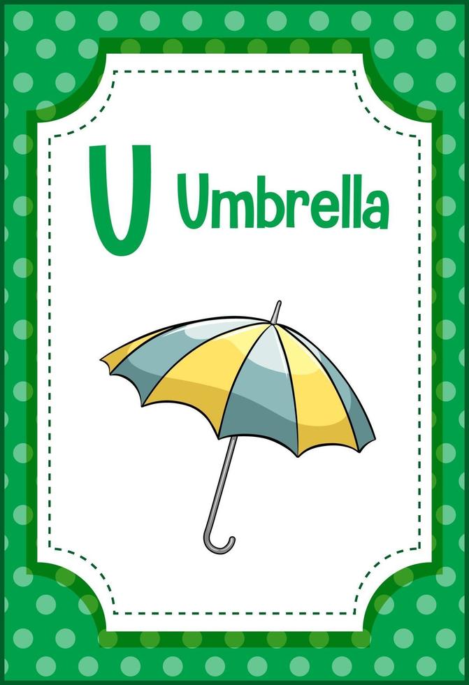 Alphabet flashcard with letter U for Umbrella vector