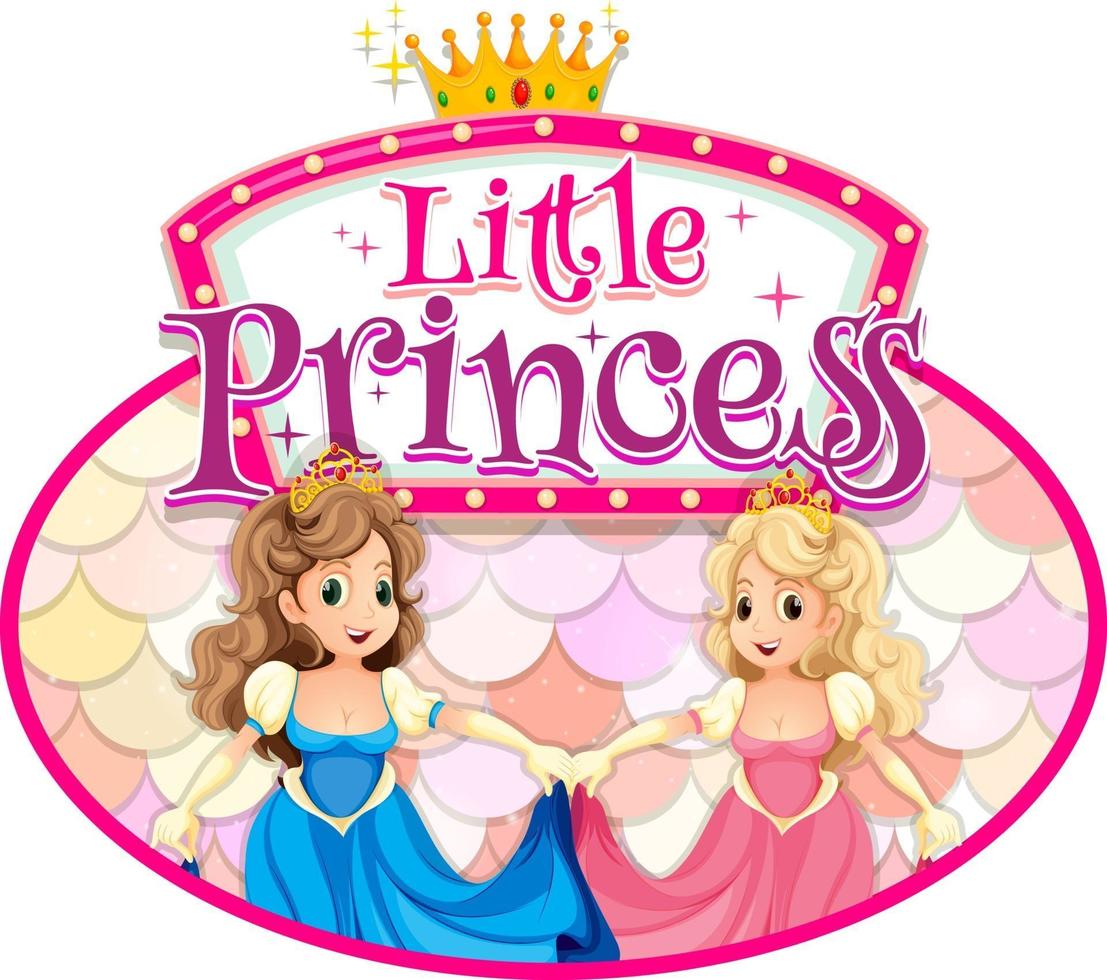 Princess cartoon character with Little Princess font typography vector