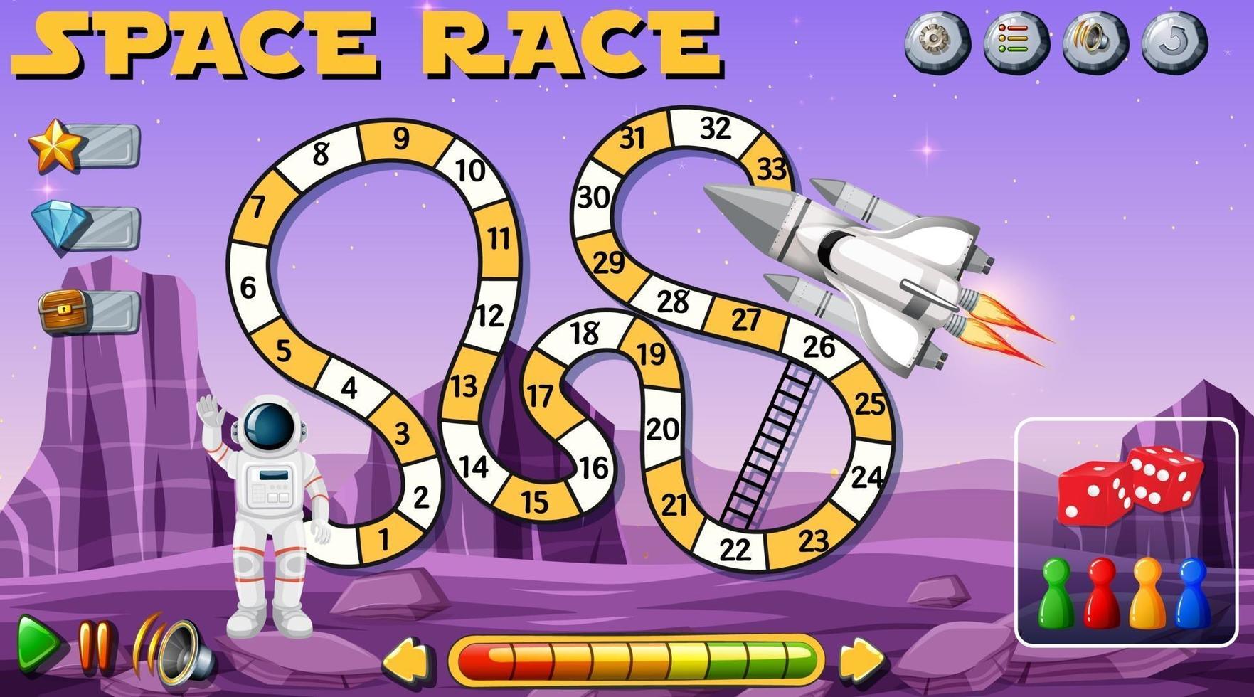 juego de escalera de serpiente con plantilla de tema espacial vector