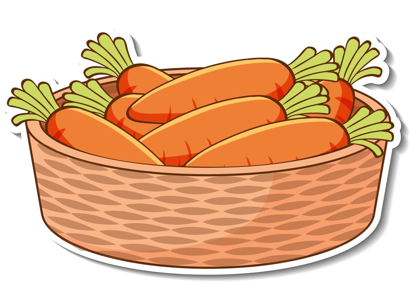 Sticker basket with many carrots vector