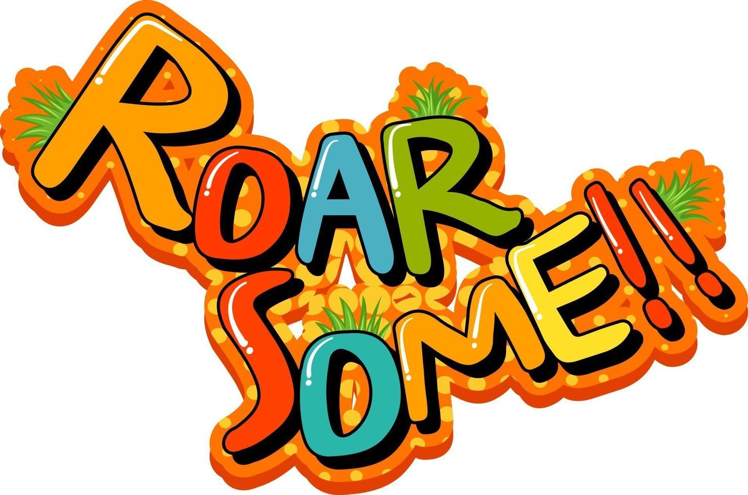 Dinosaur theme with Roar Some Font Banner on white background vector