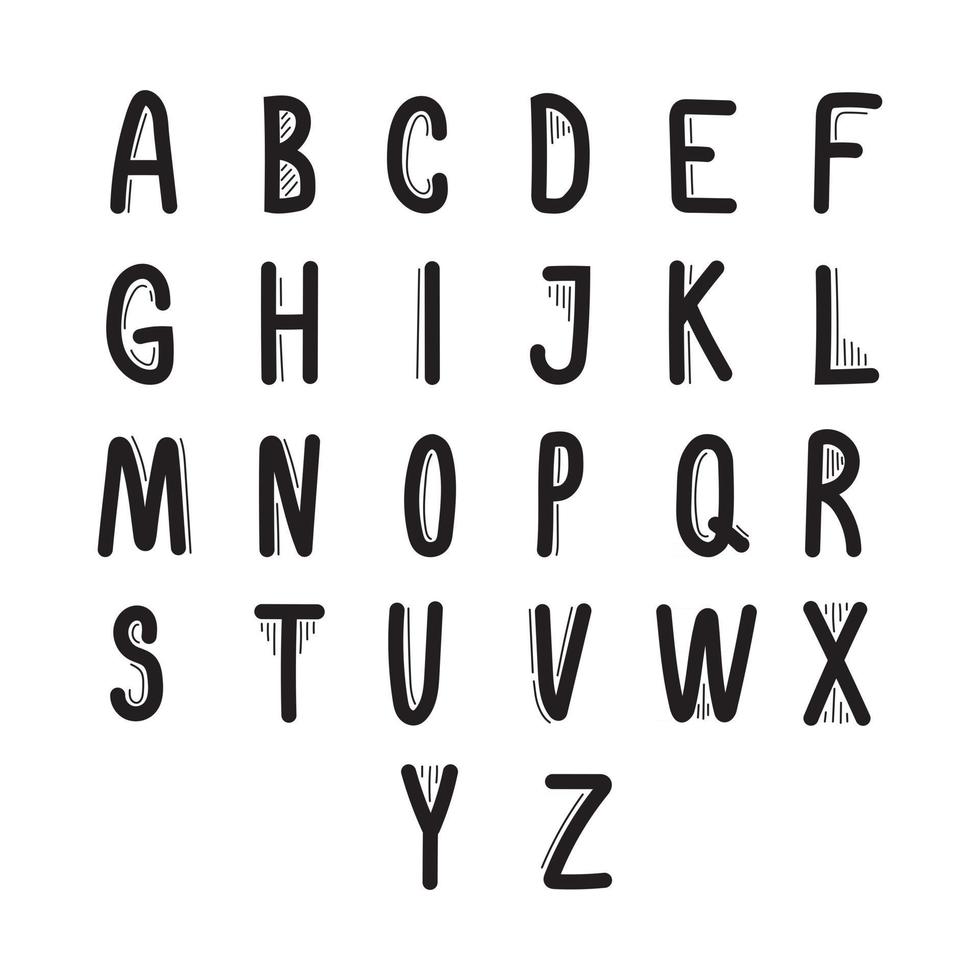 Hand drawn font style alphabet vector