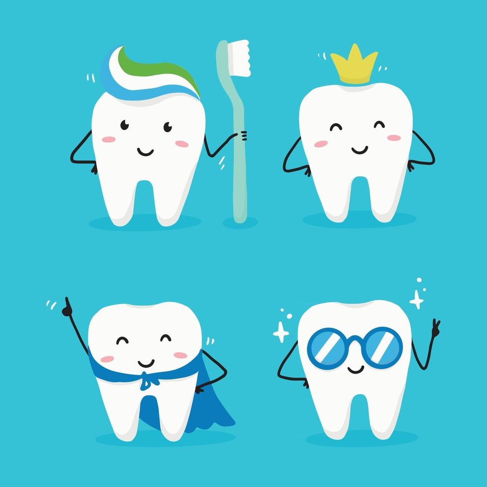Tooth cartoon style character. Dental concept illustration vector