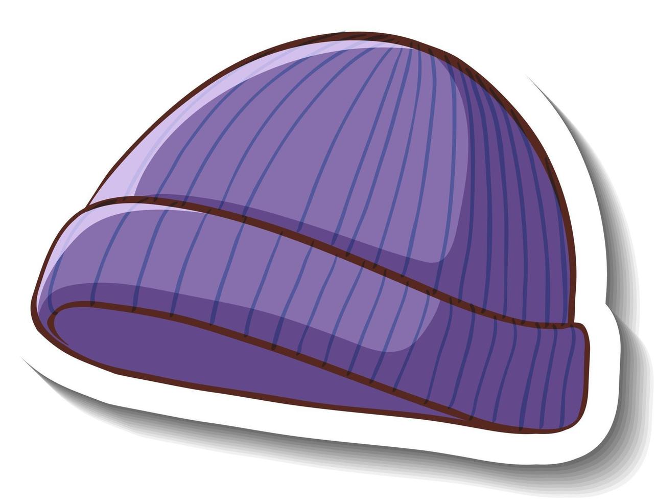 A sticker template with a purple beanie hat isolated vector