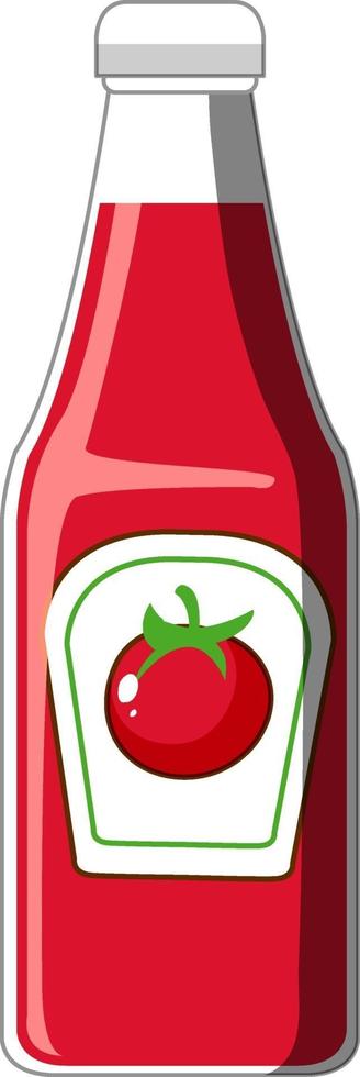 Botella de vidrio de salsa de tomate en estilo de dibujos animados aislado vector