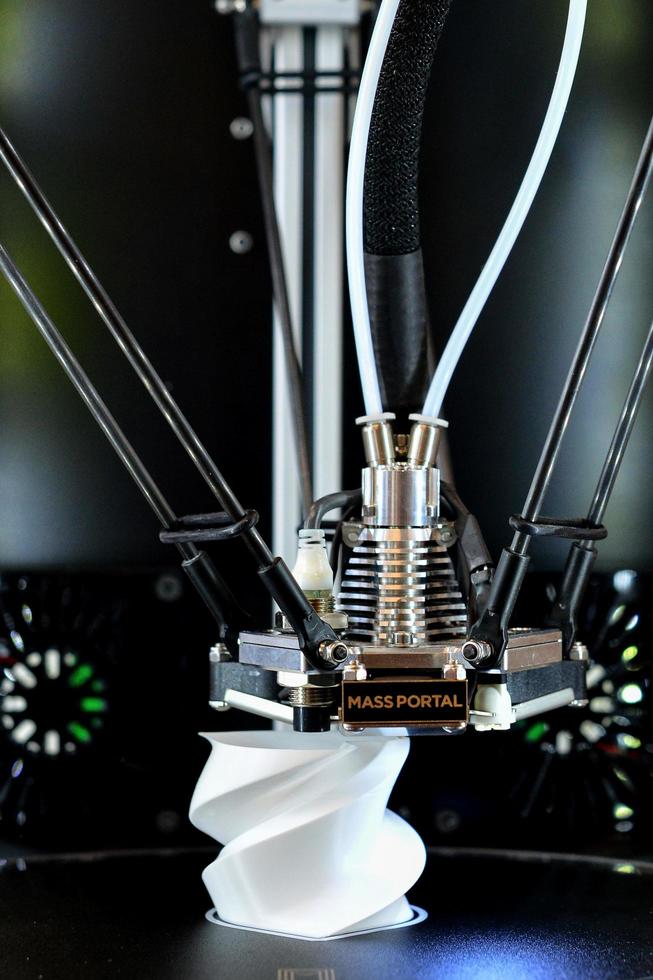 3D printer during work process. New printing technology. photo