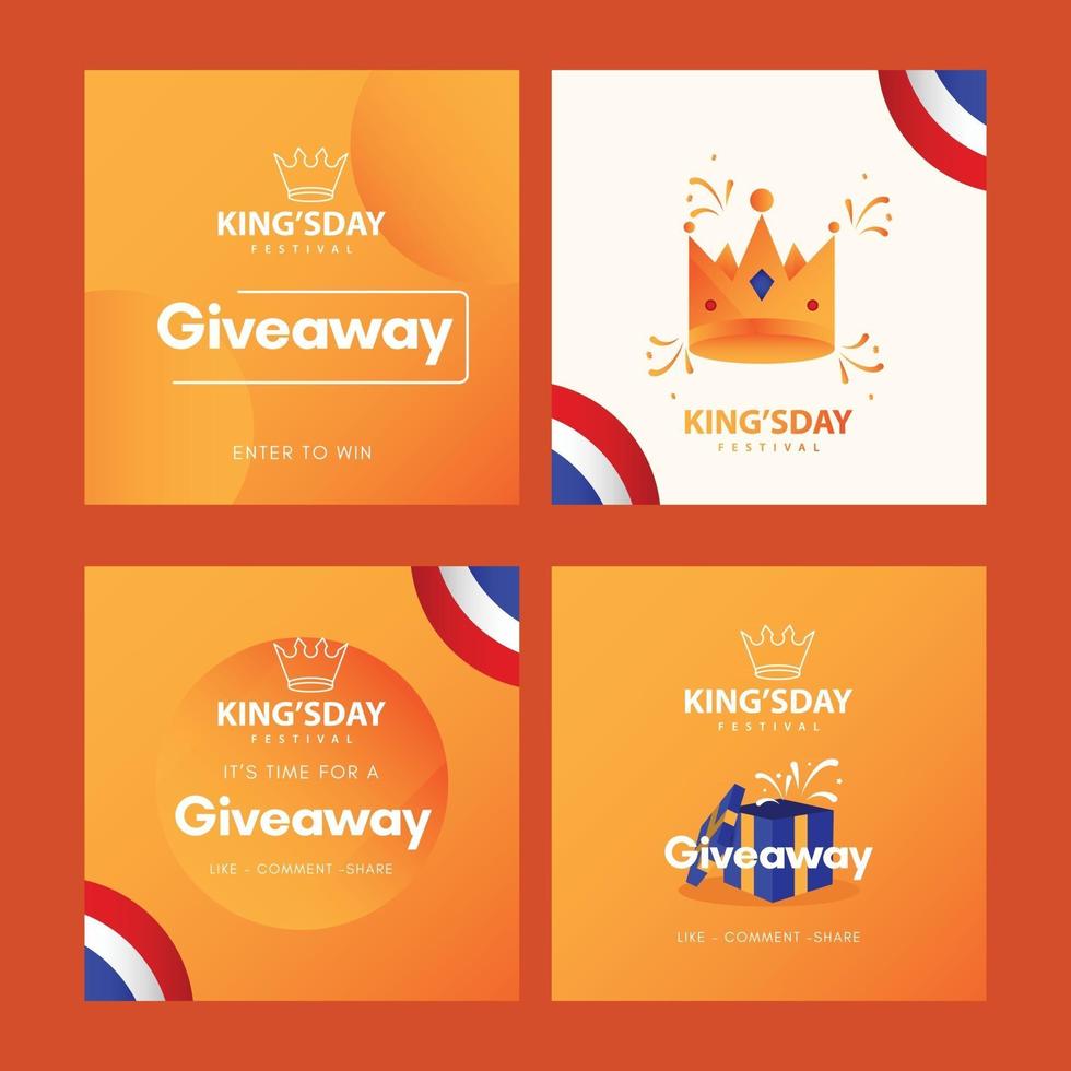 Kingsy day celebrations with giveaway design template. vector