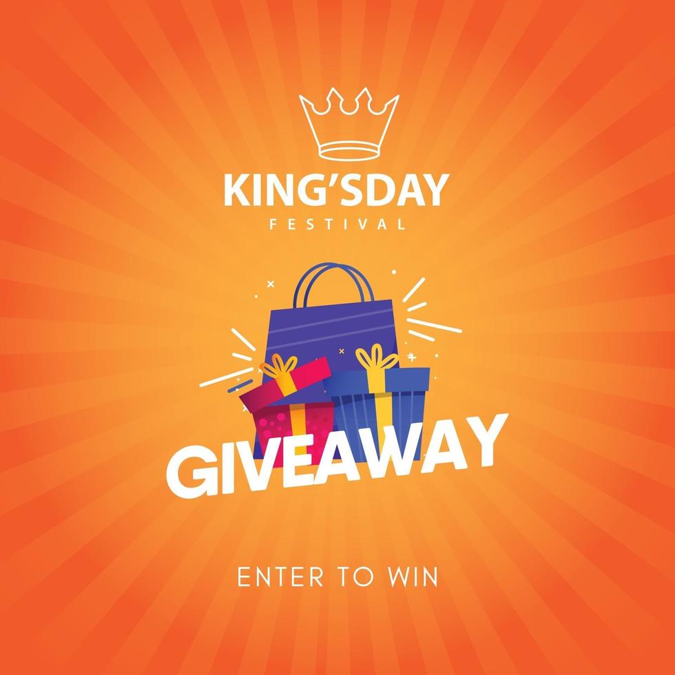 Kingsy day celebrations with giveaway design template. vector