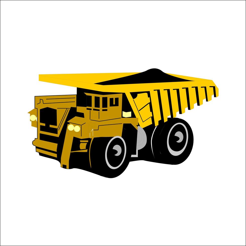 Vector illustration Dump truck with coal isolated backgroud