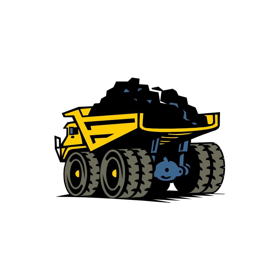 Dump truck with coal vector