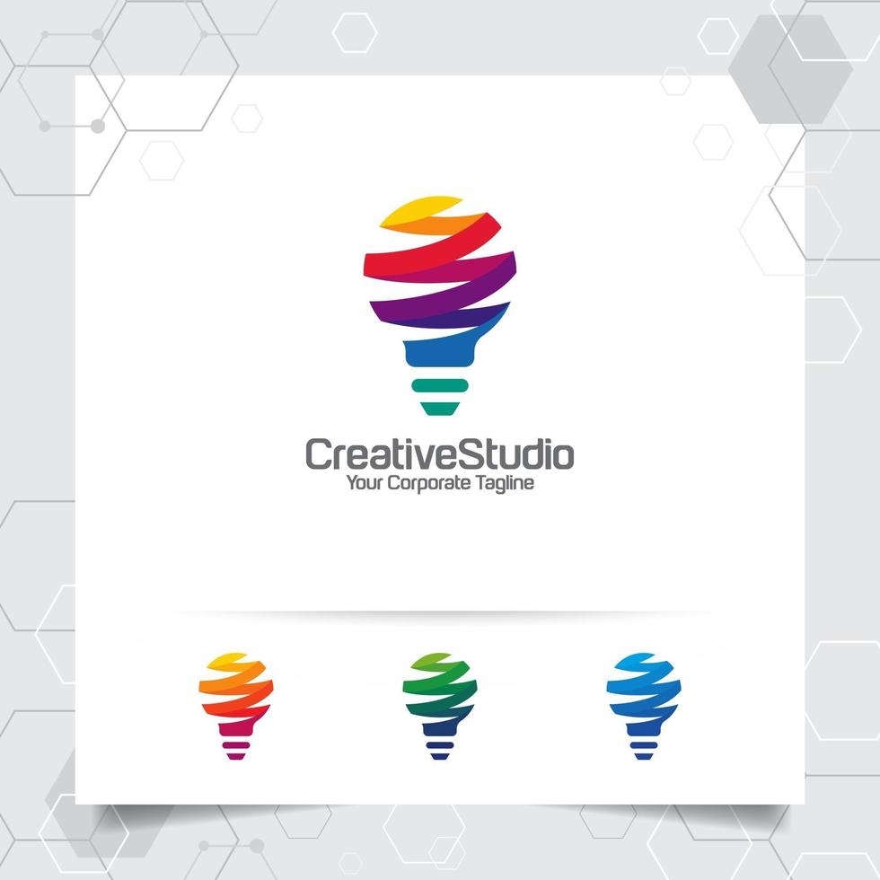 Bulb logo idea design concept of digital pixel symbol and lamp vector. vector