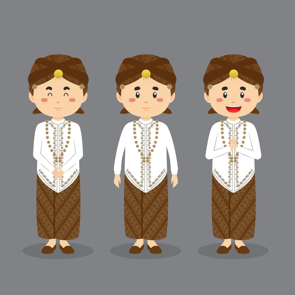 West Java Character with Various Expression vector