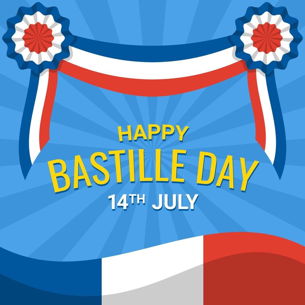 festivo de francia tarjeta de celebración del día de la bastilla vector