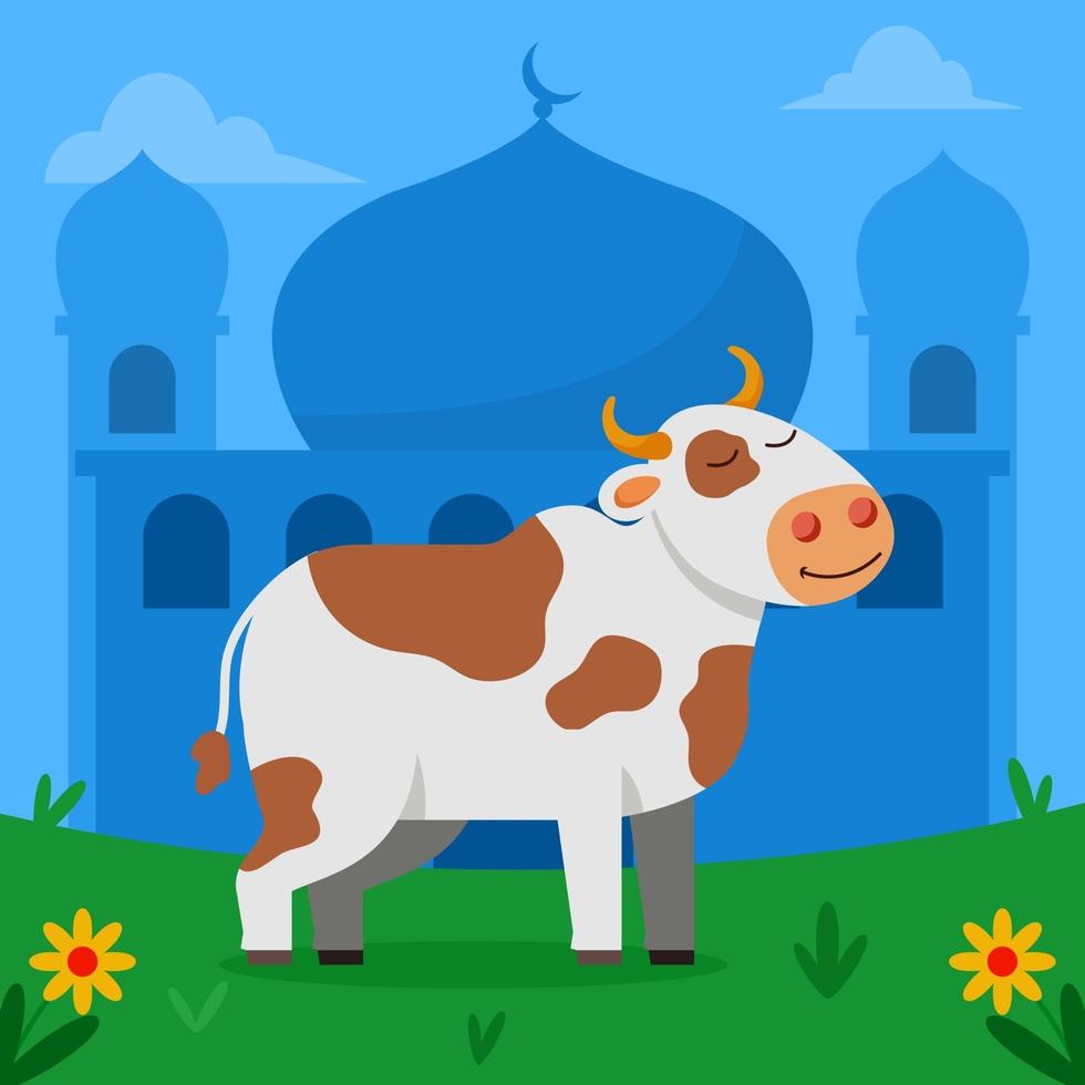 Cow In Front Of Mosque vector