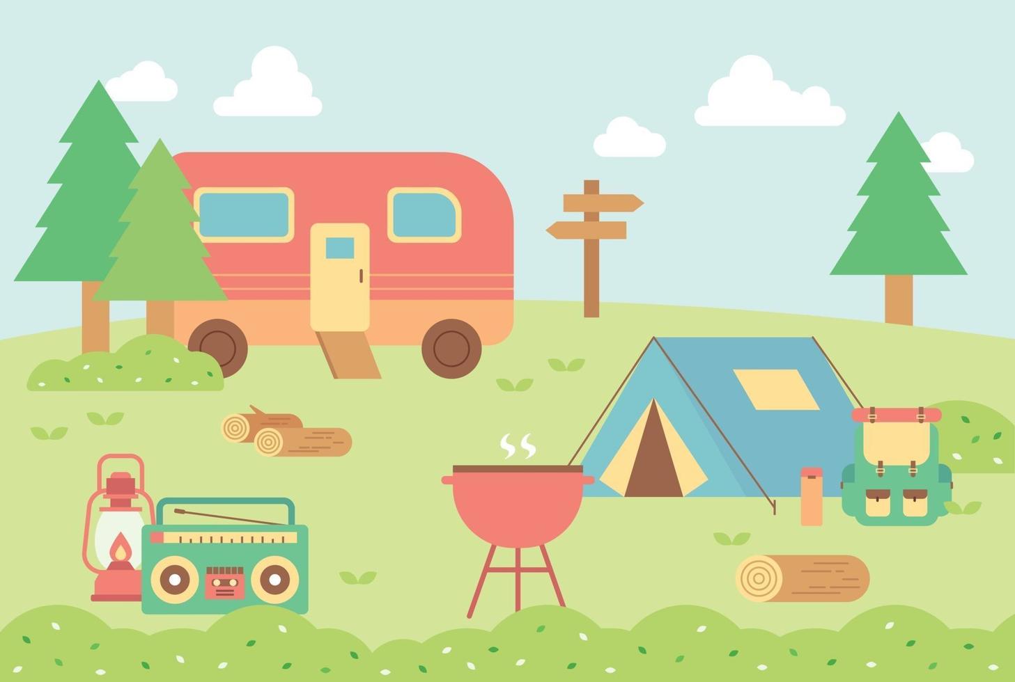 Campsite in nature. vector