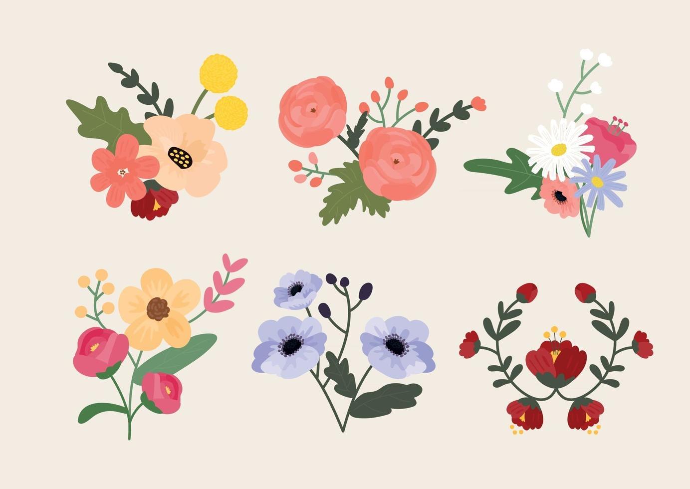 decoración floral. Ilustración de flor de estilo de dibujo a mano. vector