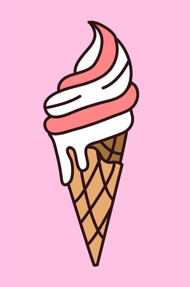 helado de vector en cono. estilo de dibujos animados